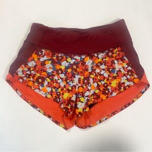 Outdoor Voices Hudson 2.5” Orange & Burgundy Floral Print Athletic Shorts